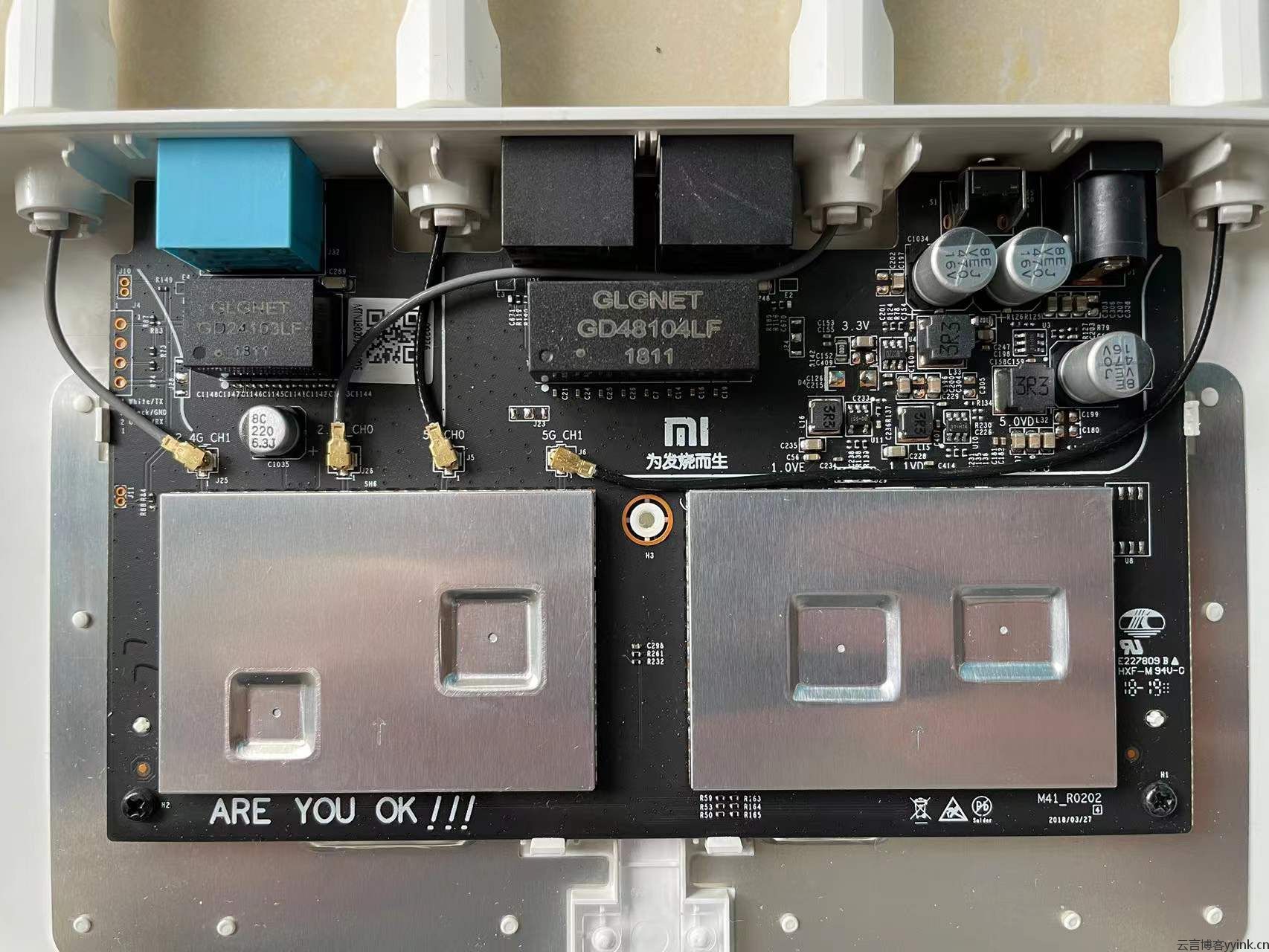 图片[3]-无聊便把四年前发布的小米路由器4拆了，发现小米在电路板上印刷了“为发烧而生”以及“Are You OK！！！-云言博客